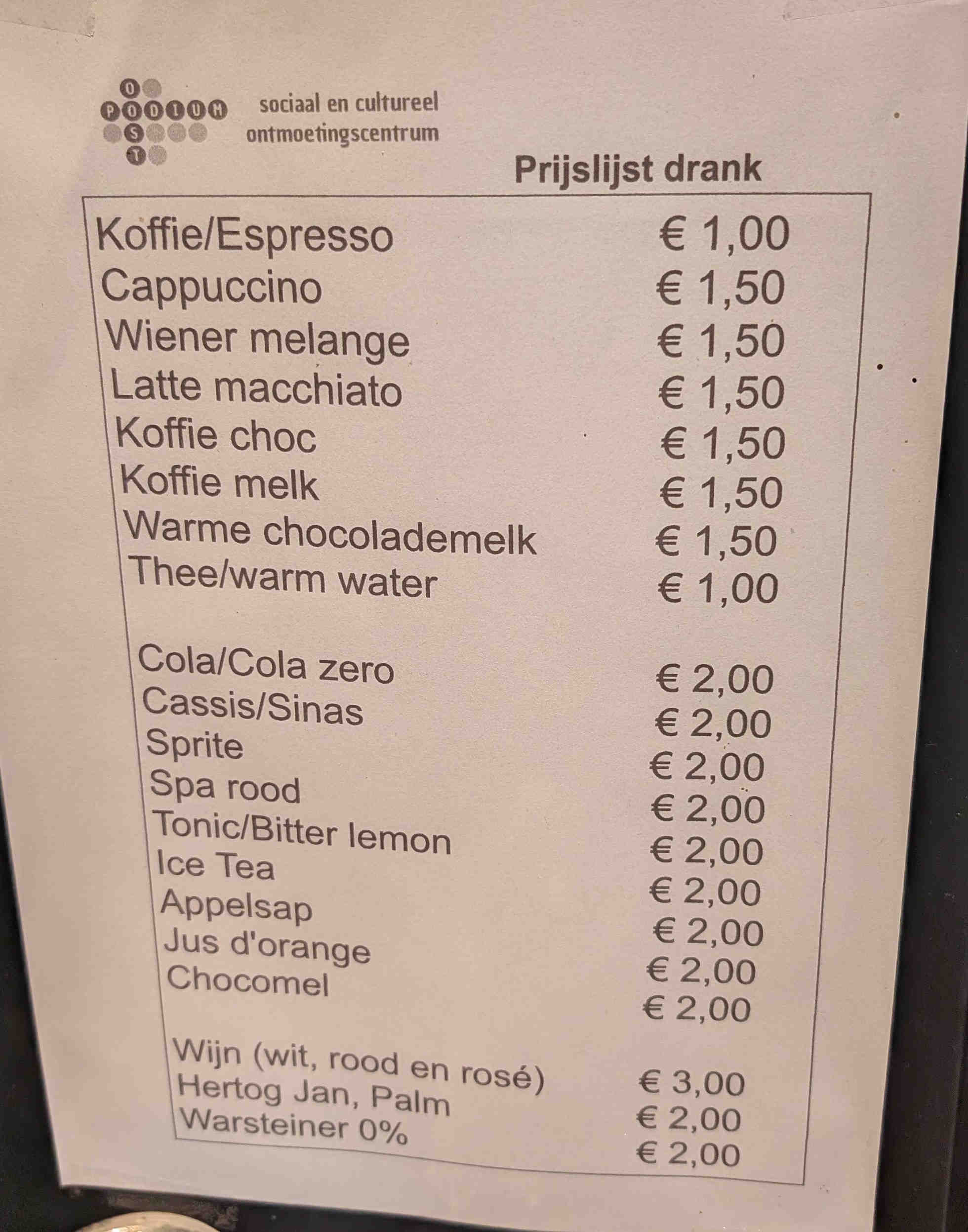 Drankmenu
